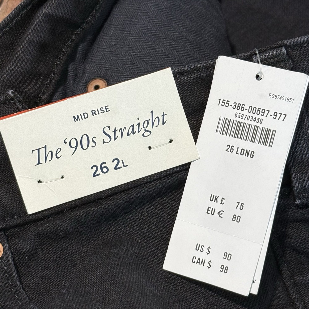 Abercrombie Fitch Womens The 90s Straight Jeans Size 2L Black Mid Rise Tall New - Picture 4 of 9